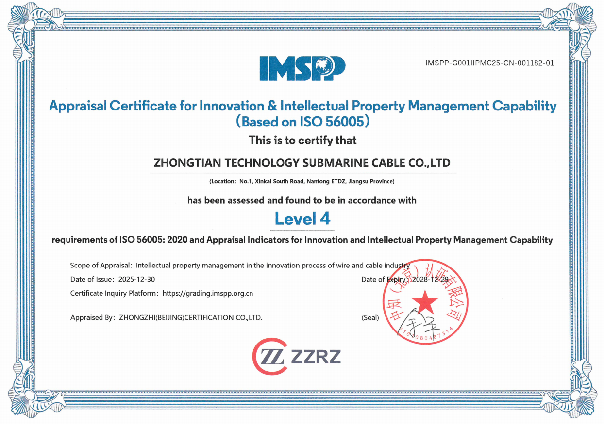 行业首家！PA真人海缆荣获ISO56005国际尺度四级认证